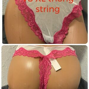 Victoria's Secret Pink and White Lace Thong
